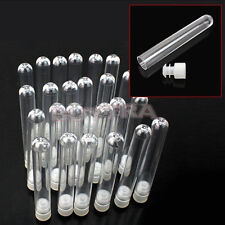 Crystal Clear 10 Pcs 12*75mm Plastic Test Tubes With White Caps.f~;z picture