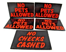 5 Vintage Cardboard Signs  Duro-Brite No Pets Allowed / No Checks Cashed #PA-209 picture