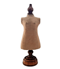 Vintage Mini Dress Form Mannequin Paper Mache Wood Spindle Base Stand 12.5