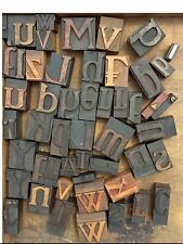 #1 Miscellaneous Vintage Antique Alphabet Wooden Letters Font Wood Blocks Type  picture