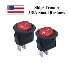 x2 Red Round Rocker On/Off Switch SPST 2 Pin picture