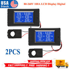 2pcs AC Current Voltage Amperage Power Energy Panel Meter LCD AC 80-260V 100A picture