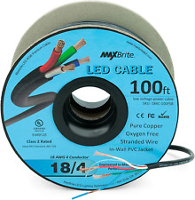 100 ft. 18AWG Low Voltage LED Cable 4 Conductor Black Sleeve In-Wall RGB Wire UL picture