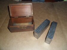 Vintage MICRO TOOL Lot of 2 Magnetic Parallel Chuck Blocks & Wood Case USA picture