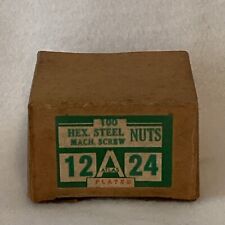 Vintage 1950’s Atlas 100 Piece 12x24 Hexagon Steel Plated Machine Screw Nuts  picture