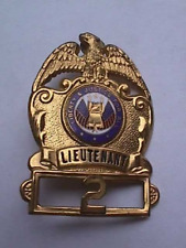 VINTAGE LIEUTENANT Badge (Liberty And Justice For All) BENT SCREW PIN picture