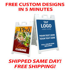 Signicde A-Frame Sidewalk Sign & 2 Plastic Sign Panels 24''x36'' Custom Printed picture