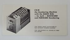 CNM Fully Automatic Numbering Machine for Printing Presses - Vintage Brochure picture