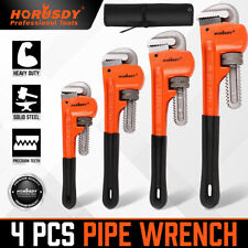 4pc Heavy Duty Pipe Wrench Set Monkey Heat Treated Adjustable 8