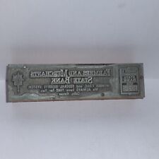 Farmers And Merchants State Bank Colby Kansas Vintage Printers Letterpress Block picture