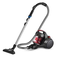 Red Bagless Canister Vacuum Cleaner, Lightweight Vac for Carpets and Hard Floors picture