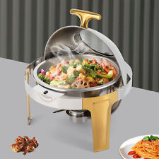 Roll Top Chafing Dish Buffet Set 6.3 QT Round Stainless Steel Chafing Server Kit picture