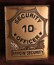Vintage Security Officer 10 Pinback Silver Badge Shield - Nice picture