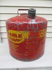 Vintage Eagle Fuel Gas Can Red Galvanized Metal 5 Gallon Gal. picture