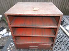 VINTAGE RED METAL DRAWER PARTS  STORAGE CABINET    11 BY 11 BY 15 picture