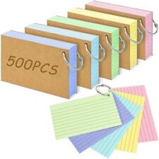 500 Pcs Ruled Index Cards 3x5 Inch Colored Flash Cards with Ring for School picture