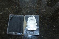 Vintage Collectible Badge Security Guard 91785 In Black Leather Storage Wallet picture
