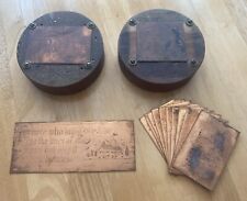 Vintage Wooden Watchmakers Engraving Blocks /w Copper Plates 1940's picture