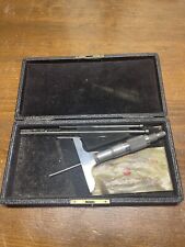 Vintage Starrett 449-A Blade Depth Micrometer USA w/Rods & Case picture