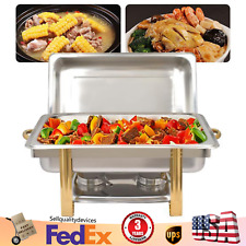 9L Chafing Dish Buffet Trays Chafer With Warmer & Lid Rectangle Stainless Steel picture