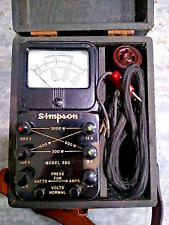Vintage US Simpson Electric Co. Model 390 Volt Amp Watt Meter Electronics & Case picture