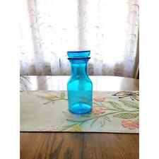 Vintage Blue Glass Carafe, Canister Barware Decanter, Made in Belgium picture