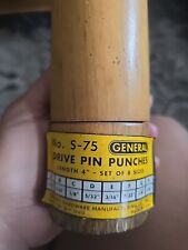 S-75 Drive Pin Punches Vintage General Hardware Co. Original Turned Wooded Case picture