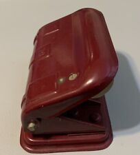Vintage 2 Hole Paper Punch Adjustable Red Made in Austria 78 Office Desk picture