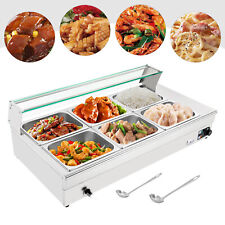 Commercial Food Warmer Steam Table Countertop Buffet Server Bain Marie 6 Pans US picture