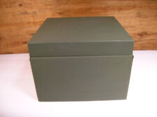 VINTAGE METAL FILE CARD BOX - PROBABLY WEIS BRAND - ARMY GREEN picture
