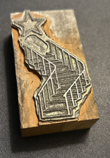 Star at top of staircase-- vintage letterpress printing block picture