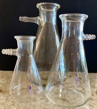 Set of 3 Vintage Pyrex Filter Flasks w Sidearm Tabulation (500/250/125mL) picture