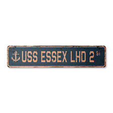 USS ESSEX LHD 2 Vintage Street Sign us navy ship veteran sailor rustic gift picture