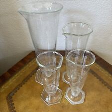 Lot Of 4 Vintage Pyrex etched glass hex footed scientific beaker picture