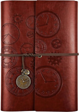 Leather Writing Journal, Refillable Notebook with Lined Pages Vintage Travelers  picture