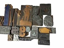  Vintage Lot Of 61 Letter Press Block Stamp Type Wood And Metal picture