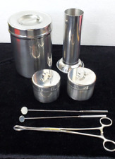 Vintage 1970's Vollrath & Skylar Medical Stainless Steel Canisters Forceps picture