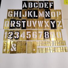 Complete Lot of Vintage Brass Stencils. Letters, Numbers 5 inch picture