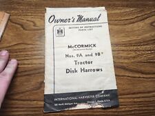 Vintage McCormick-Deering Owners Manual Set Up Instructions Part List No. 9A 9B picture