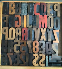 Vintage Wood Letterpress Printing Type Graphic Art Typography Print 50 Piece picture