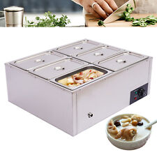 110V 850W Electric Food Warmer Commercial Bain Marie 6-Pots Heat Pan Lids Buffet picture