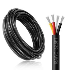 DEKIEVALE 18 Gauge 4 Conductor Wire 32.8FT Black PVC Stranded Tinned Copper W... picture