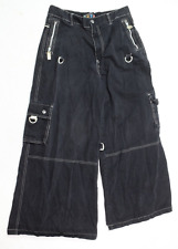 Vintage MAC Gear Rave Pants Mens 34 Black Wide Leg Zippers Cotton Relaxed Fit picture