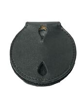 Vintage Black Leather Belt Clip Police Badge Shield Holder picture