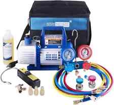 110V 1/3 HP 4CFM Rotary Vane Air Vacuum Pump & R134a AC Manifold Gauge Set Kit picture