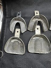 Vintage -Used Lot of 8 Metal Perforated Stainless Steel Dental Impression Trays, picture