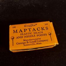 Map Pins Original Box Vintage Graffco Map Tacks Orange Vintage 85 picture