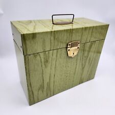 Vintage Ballonoff Porta File Metal Wood Grain Storage Box Case Green NO KEY picture