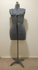 Antique Vintage Dress Form Sewing Mannequin Adjustable Woman Gray Fabric W/Stand picture