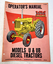 Vintage 1954 Minneapolis-Moline Models U & UB Diesel Tractors Operator's Manual picture